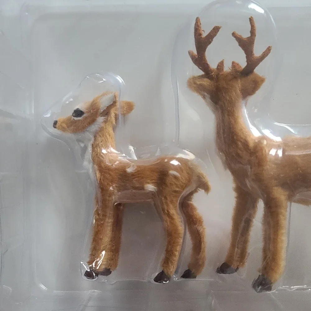 NEW Target Wondershop 3ct Faux Fur Deer Set Decorative Figurines Brown Christmas